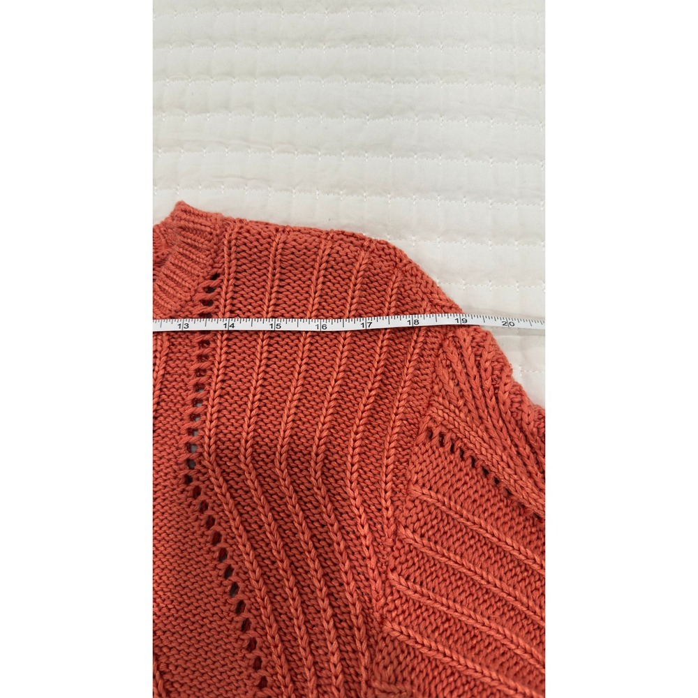 Lauren Ralph Lauren Burnt Orange Pointelle‎ Chevron Knit Sweater SP - Picture 6 of 9